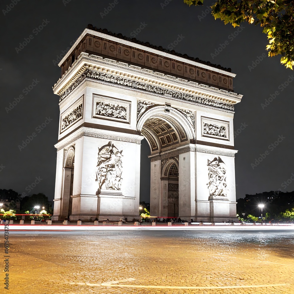 Fototapeta premium Illuminated Arc de Triomphe at Night