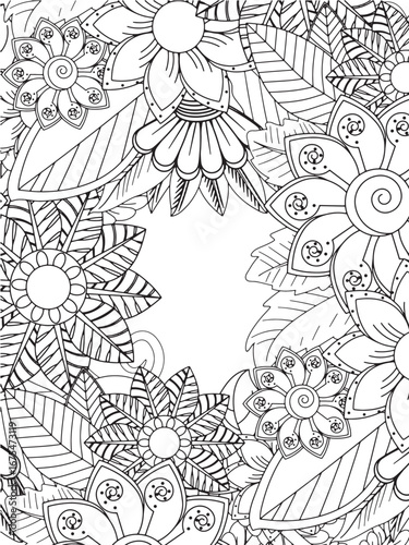 DIY craft floral frame Coloring pages for adults and kids and kdp  