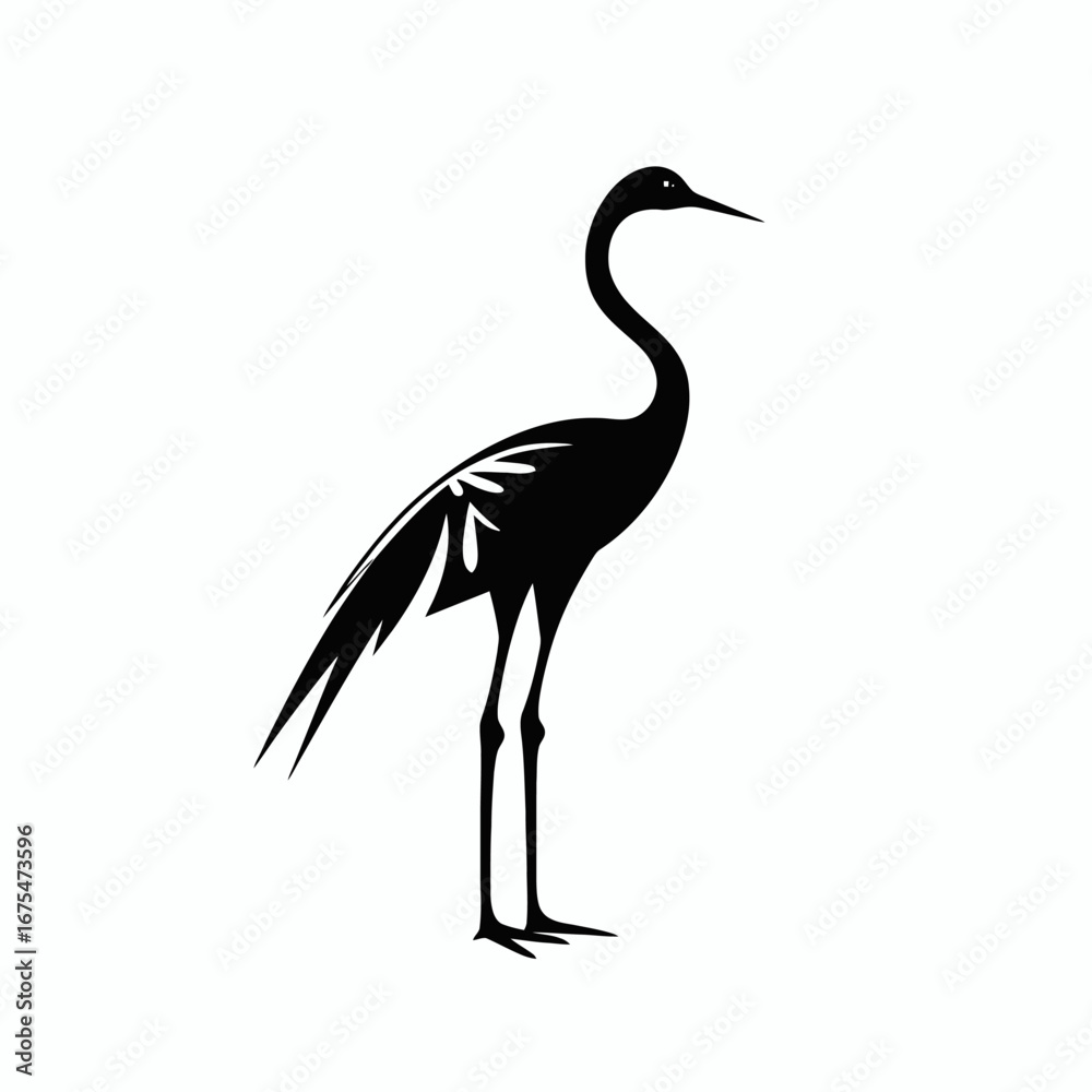 Fototapeta premium Graceful and elegant crane standing tall, an isolated vector silhouette