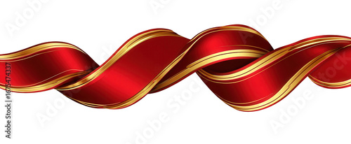 Red And Gold Ribbon Swirling Design On Black Background