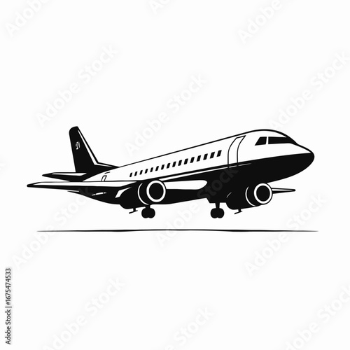 Vector illustration of commercial airplane ready for fly silhouette