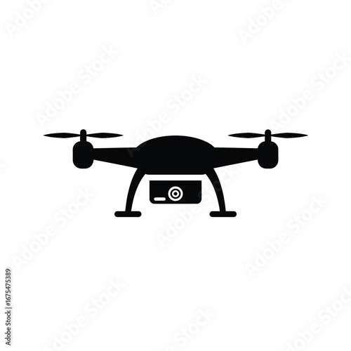 Black drone with camera quadcopter aerial