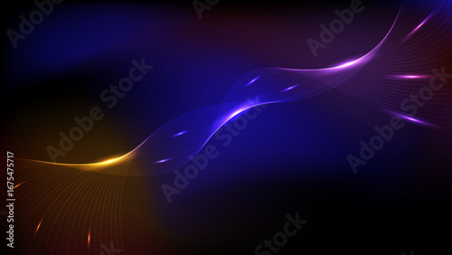Vibrant Neon Wave Light Flow on Dark Abstract Gradient Background