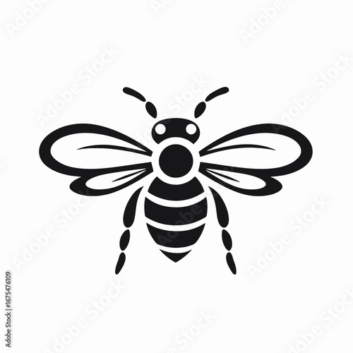 Graphic design of black insect isolated on white background, bee silhouette