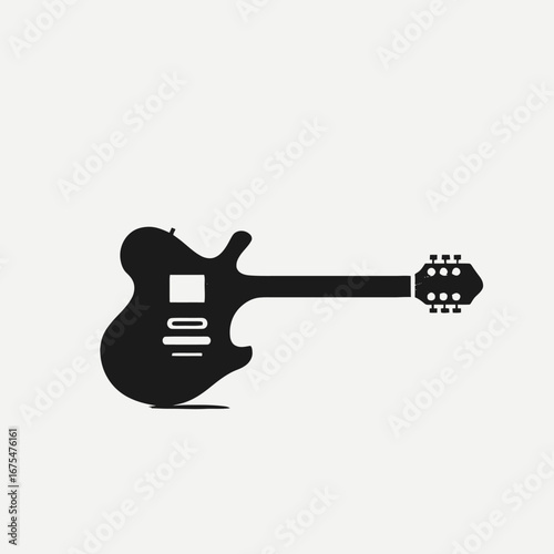 Minimalist guitar vector illustration creating musical instrument stark black and white silhouette