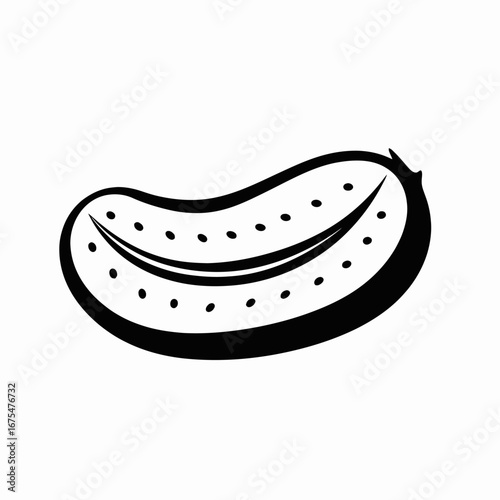 Minimalist pickle drawing in black and white simple vegetable silhouette