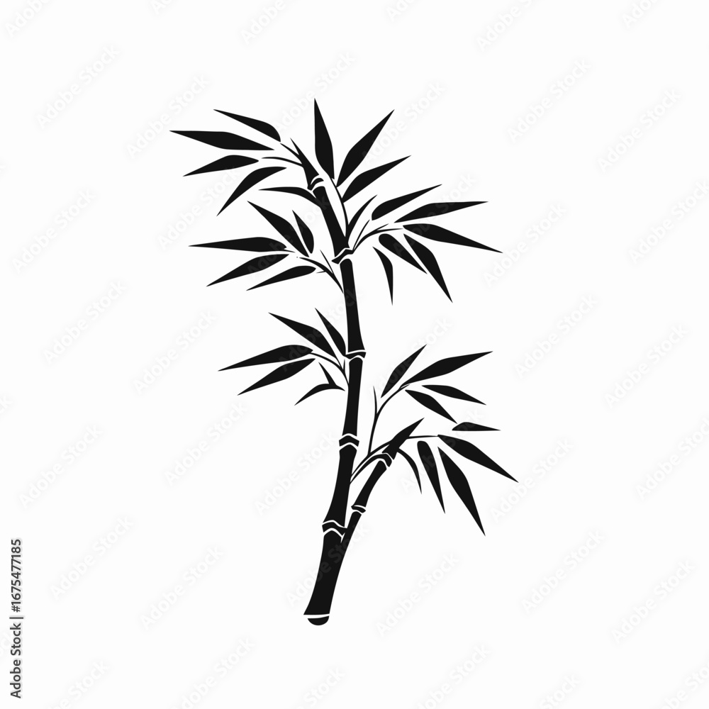 Naklejka premium Serene bamboo stalks stand tall in stark, evocative vector art silhouette