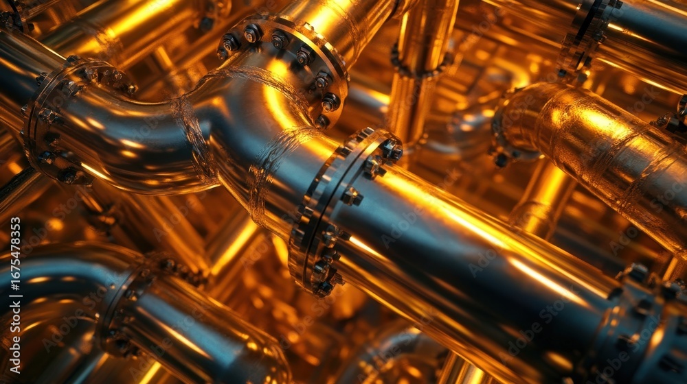 Fototapeta premium Industrial Piping Network Closeup.
