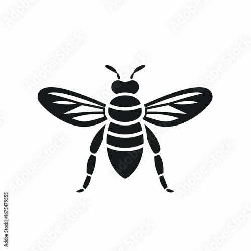 Striking graphic depiction of a hovering bee vector design silhouette