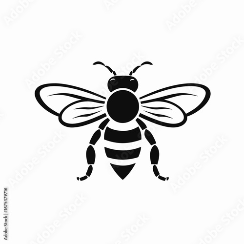 Bold and graphic worker bee illustration against white background silhouette