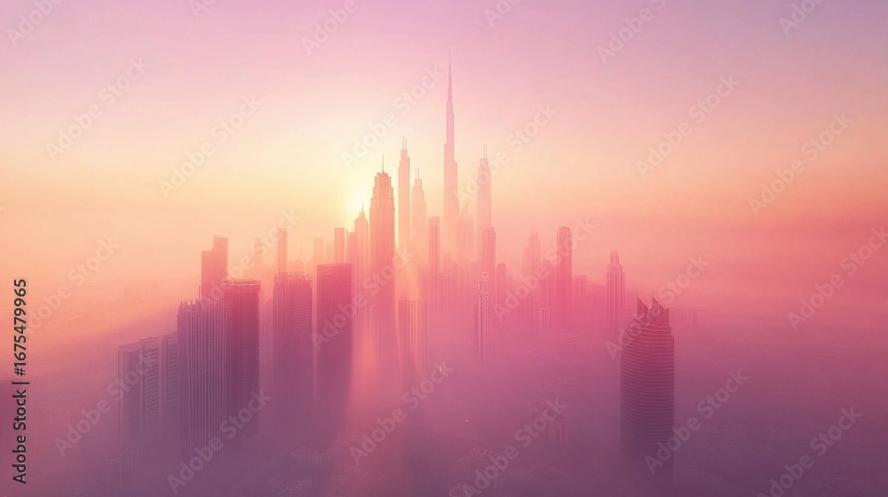 Fototapeta premium Dubai Sunrise Cityscape.