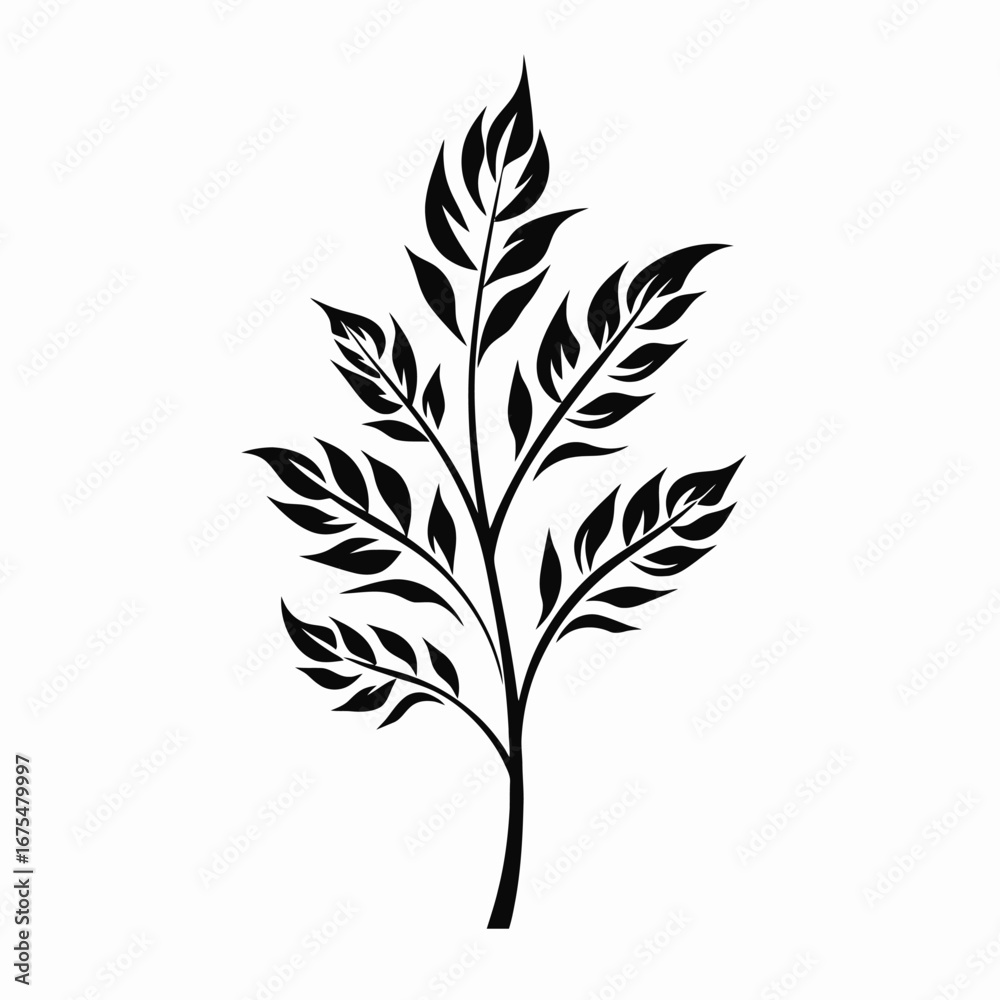 Fototapeta premium Elegant black vector foliage artfully depicted in a minimalist plant silhouette
