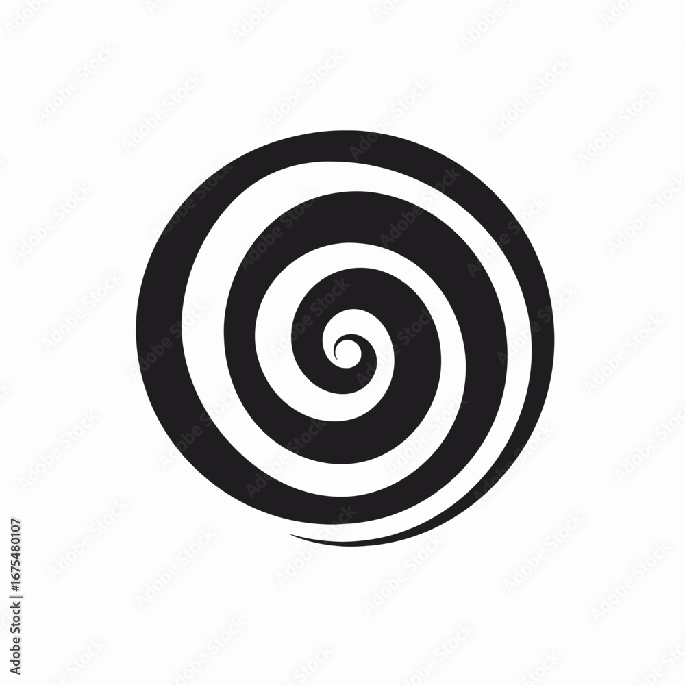 Naklejka premium Abstract hypnotic swirl shape forming an optical illusion, graphical art silhouette