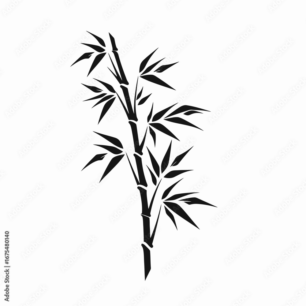 Obraz premium Elegant minimalist bamboo stalk in black and white, a tranquil silhouette