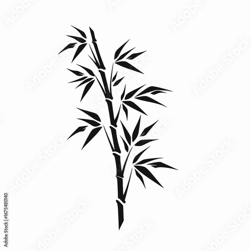 Elegant minimalist bamboo stalk in black and white, a tranquil silhouette