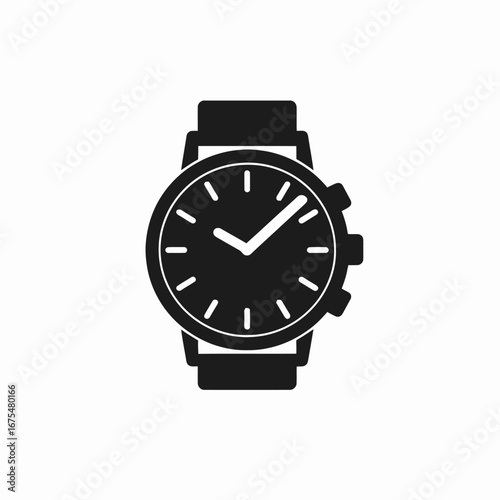 Elegant timepiece, modern wristwatch with its graphic minimalist abstract design silhouette