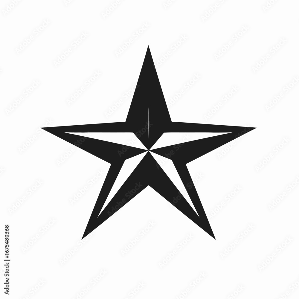 Fototapeta premium Bold five pointed star emblem in sleek black and white silhouette