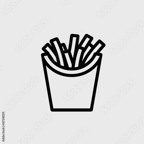 Minimalist French fries illustration in black and white simple fries silhouette