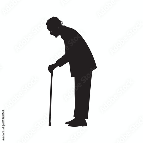 an old man walking with a cane vector.