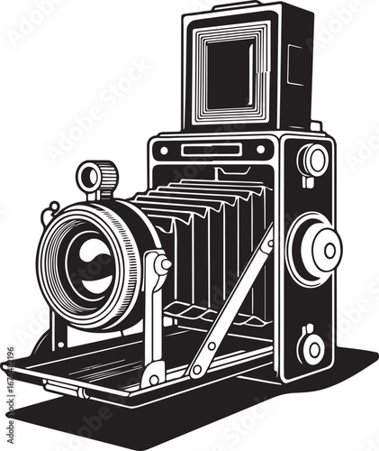 Movie spotlight doodle line icon. Movie light, photography reflector isolated doodle drawing element. Vector illustration