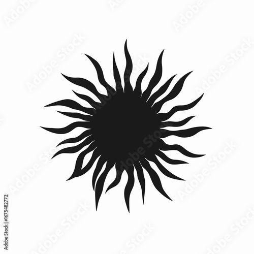 Abstract radiant sun shape with simple vector summer design silhouette