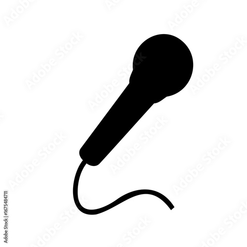 Black silhouette of a wired microphone for singing or public speaking events
