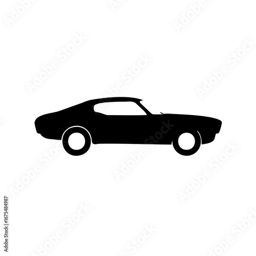 Silhouette of a classic American muscle car with sleek body lines