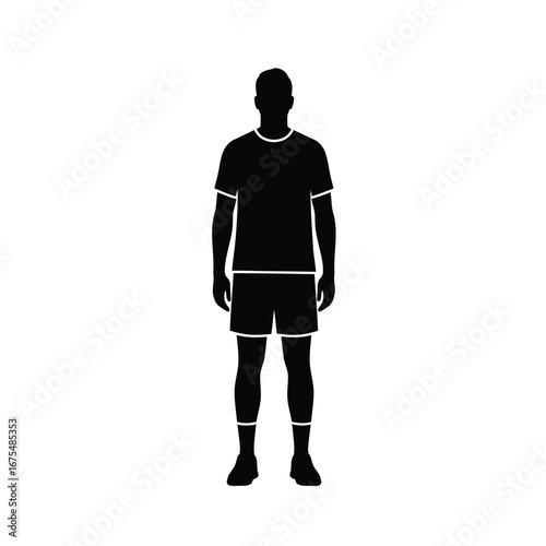 Male silhouette standing wearing shorts and t shirt