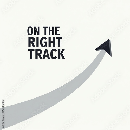 On the Right Track, upward arrow, motivational concept, progress, success