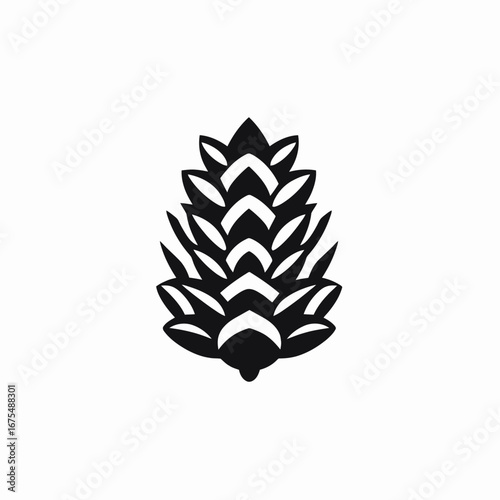 Minimalistic pinecone image, vector nature icon for graphic design silhouette