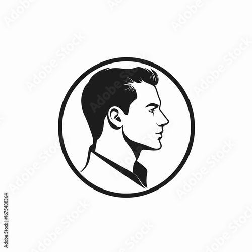 Elegant gentleman's profile showcasing classic style and poise in a silhouette