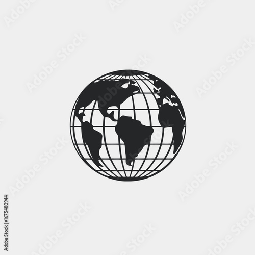 World illustration showing earth with parallels, global representation silhouette.