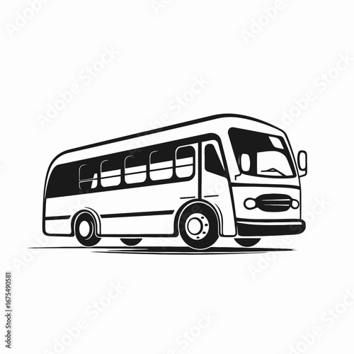 Classic public transport icon of a bus in black silhouette
