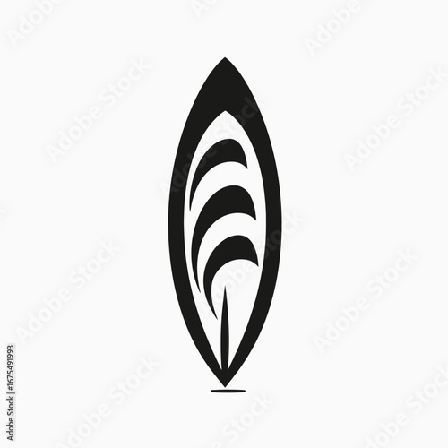 Palm Jumeirah stylized minimalistic rendering on plain backdrop shown as black silhouette