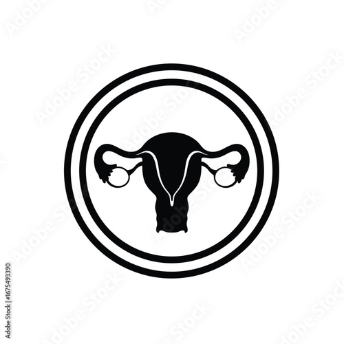 Uterus ovaries fallopian tubes circular emblem reproductive