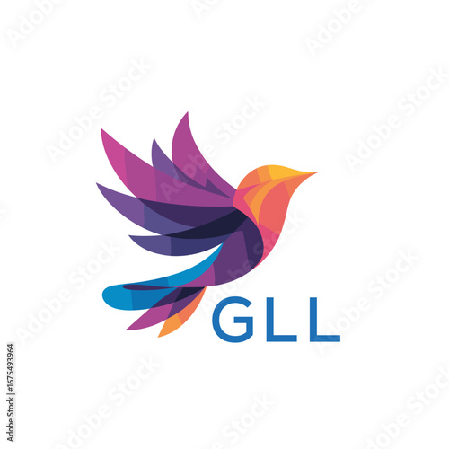GLL “Colorful Abstract Bird Logo Design – Modern Geometric Vector Illustration” GLL Later Logo 
