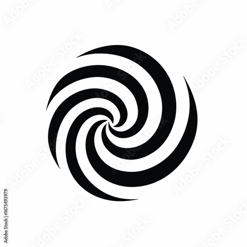 Abstract hypnotic vortex, a mesmerizing optical illusion, spiraling monochrome design silhouette