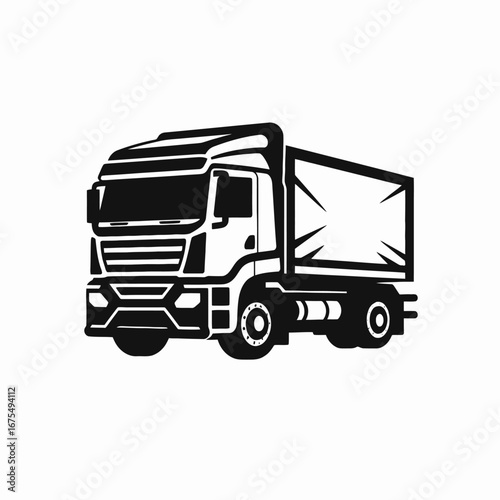 Sleek and modern commercial truck vector illustration a black transport silhouette