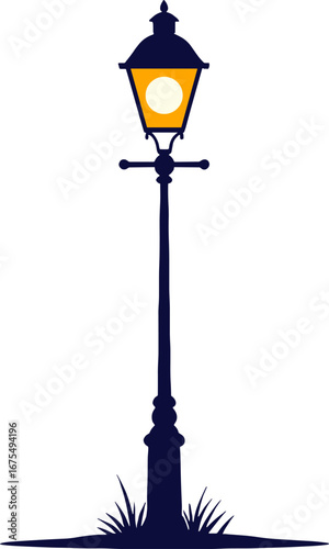 Vintage Street Lamp Post Light Night Outdoor Illumination