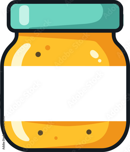 Honey Jar with Green Lid Blank Label Food Container