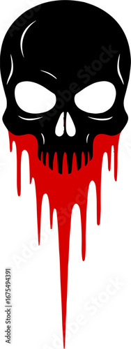 Black Skull Dripping Red Blood Horror Symbol Tattoo