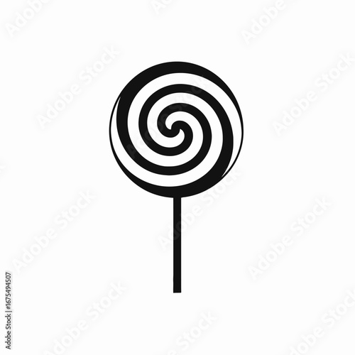 Sweet swirly candy, a delicious dessert, minimal black and white silhouette