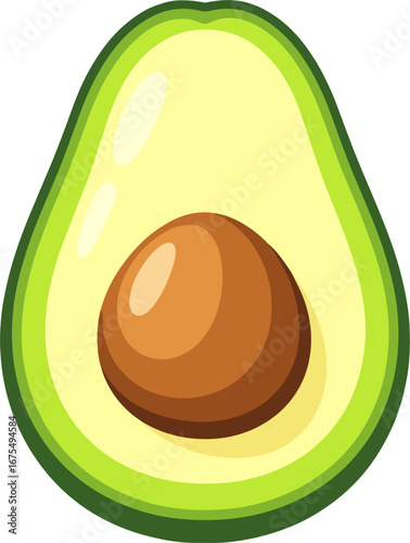 Half Avocado With Seed Healthy Food For Menu Or Label