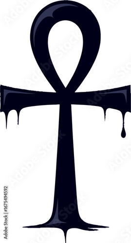 Black Melting Ankh Symbol Ancient Egyptian Life Key