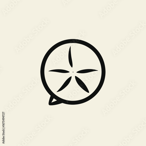 Elegant sand dollar emblem design against warm neutral backdrop silhouette