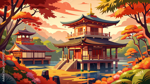 Kyoto Temples, Japan
Elegant wooden temples surrounded by serene gardens and vibrant maple trees create a tranquil sanctuary, reflecting Japan’s harmony of spiritual devotion, seasonal beauty, and arc