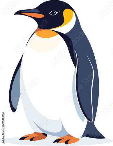 Emperor Penguin Standing Profile Animal Wildlife Illustration