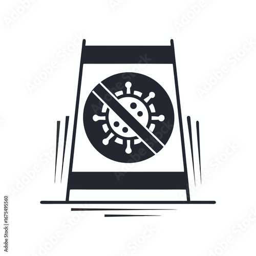 No entry sign of person with mask inside restricted round shape design