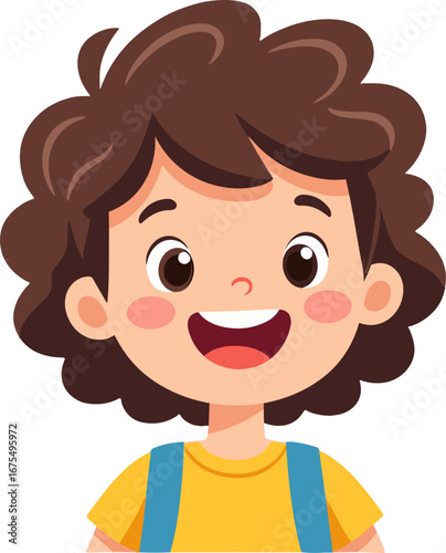 Happy Boy Child Smiling Face Cartoon Kid Portrait