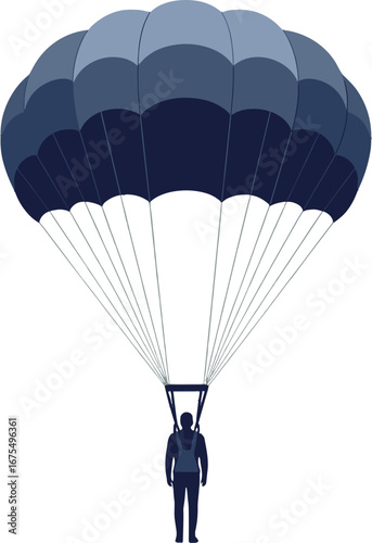 Man Parachute Skydiving Silhouette Extreme Sport Landing